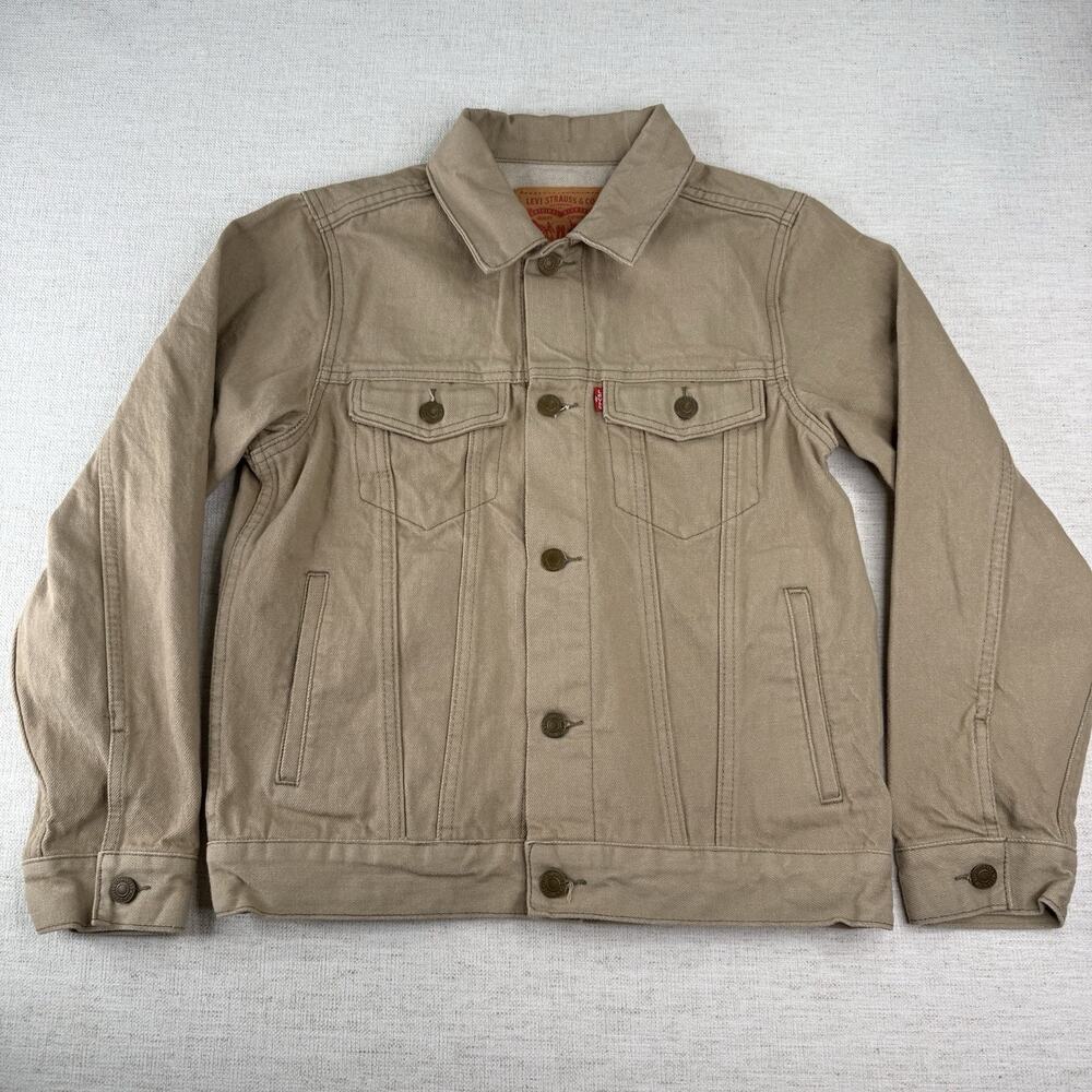 Levi’s Boys Trucker Jacket Youth Size L 12/13 Tan Denim Beige Western Button